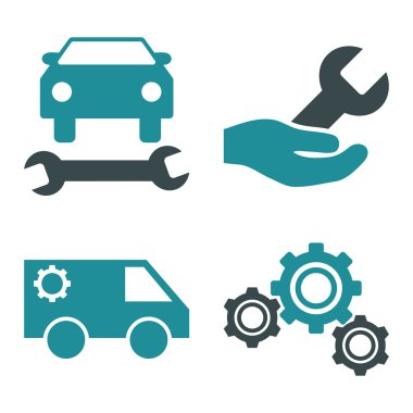 Araba Servisi düz vektör simgeler