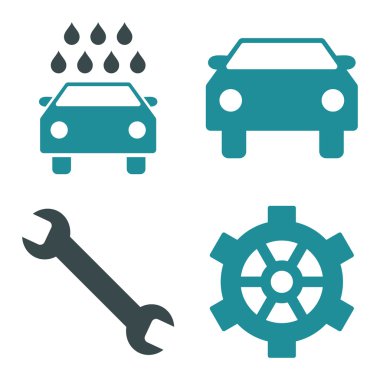 Araba Servisi düz vektör simgeler