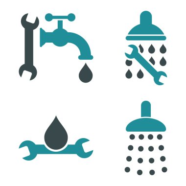 Düz vektör simgeler sıhhi tesisat araçları