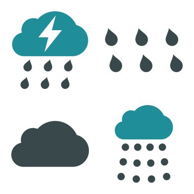 Düz vektör simgeler yağmur