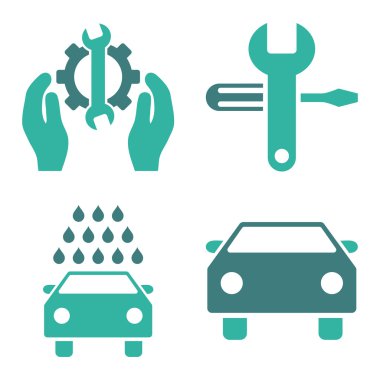 Araba Servisi düz vektör simgeler