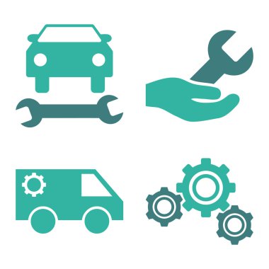Araba Servisi düz vektör simgeler