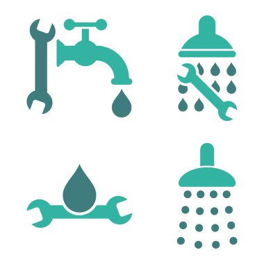 Düz vektör simgeler sıhhi tesisat araçları