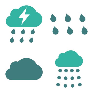 Düz vektör simgeler yağmur