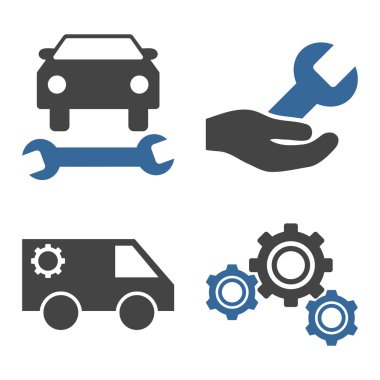 Araba Servisi düz vektör simgeler