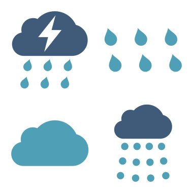 Düz vektör simgeler yağmur