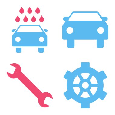 Araba Servisi düz vektör simgeler