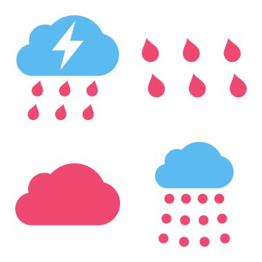 Düz vektör simgeler yağmur