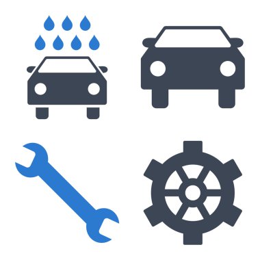 Araba Servisi düz vektör simgeler