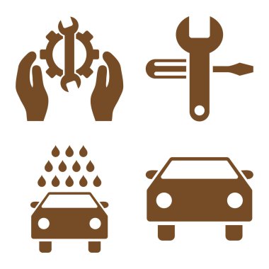 Araba Servisi düz vektör simgeler