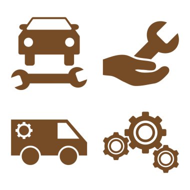 Araba Servisi düz vektör simgeler