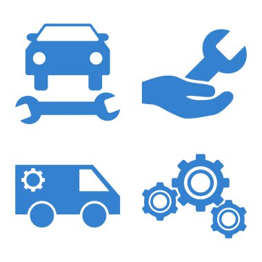 Araba Servisi düz vektör simgeler