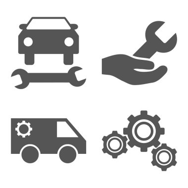 Araba Servisi düz vektör simgeler