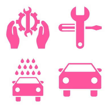 Araba Servisi düz vektör simgeler