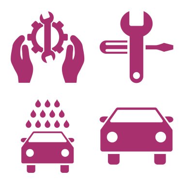 Araba Servisi düz vektör simgeler