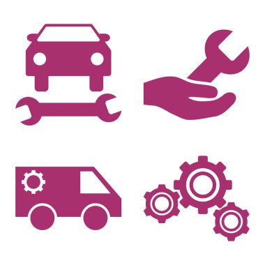 Araba Servisi düz vektör simgeler