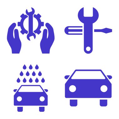 Araba Servisi düz vektör simgeler