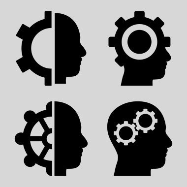 Akıl-düz vektör simgeler vites