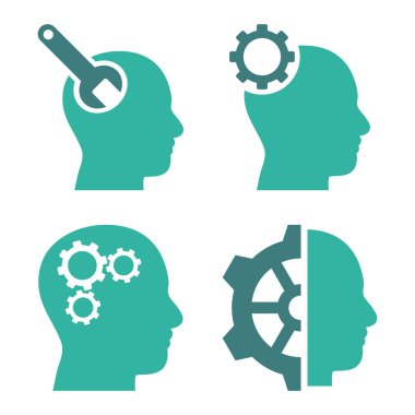 Beyin düz vektör simgeler araçları