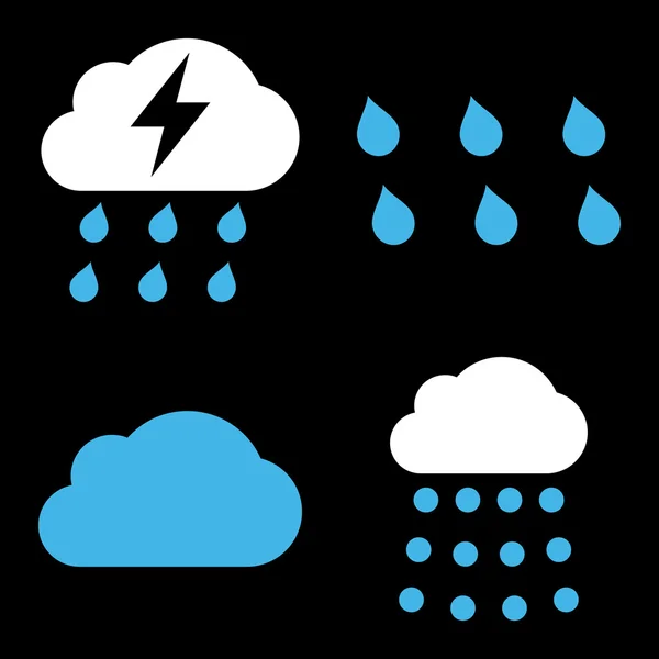 Ícones de vetor de chuva plana —  Vetores de Stock