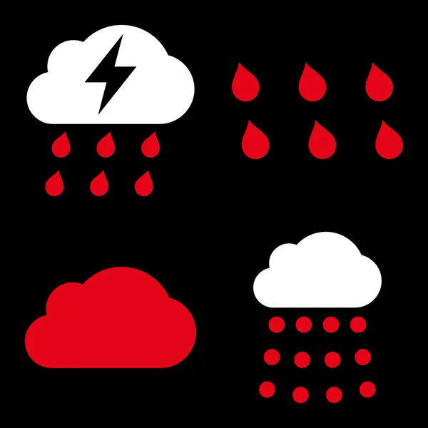 Ícones de vetor de chuva plana —  Vetores de Stock