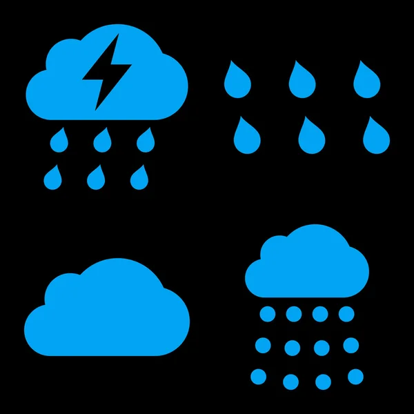 Ícones de vetor de chuva plana —  Vetores de Stock