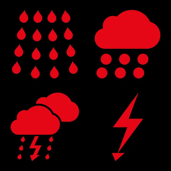 Thunderstorm Flat Vector Iconos — Archivo Imágenes Vectoriales