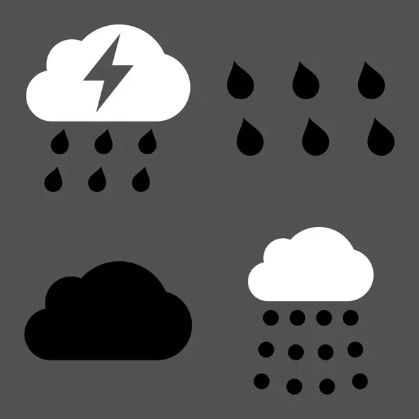 Iconos de vectores planos de lluvia — Archivo Imágenes Vectoriales