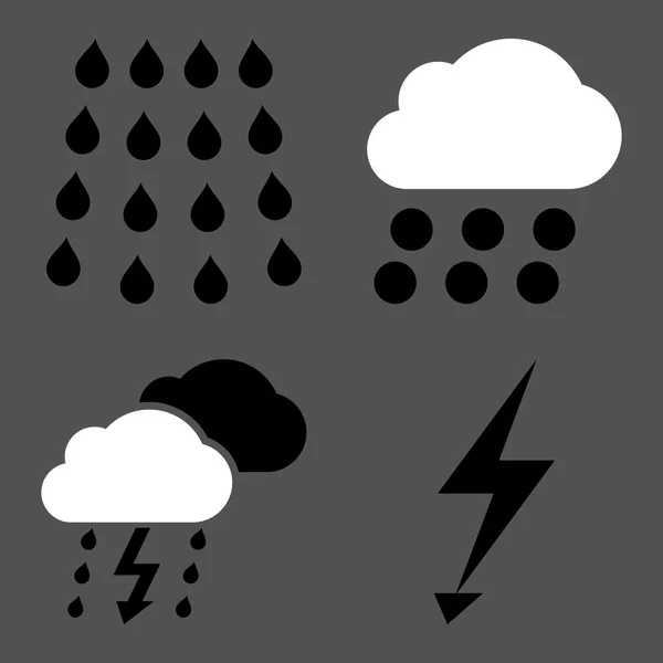 Thunderstorm Flat Vector Iconos — Archivo Imágenes Vectoriales
