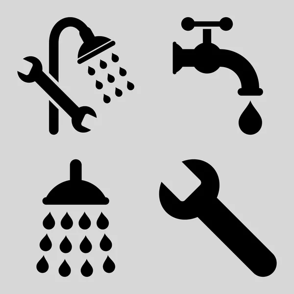 Herramientas de fontanería Iconos de vectores planos — Vector de stock