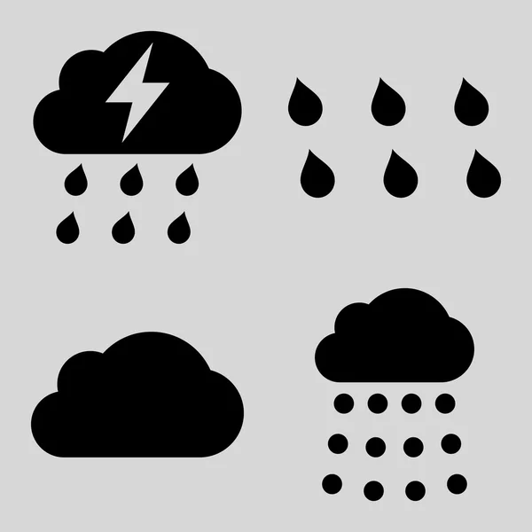 Ícones de vetor de chuva plana —  Vetores de Stock