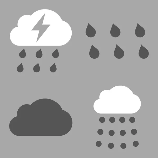 Ícones de vetor de chuva plana —  Vetores de Stock