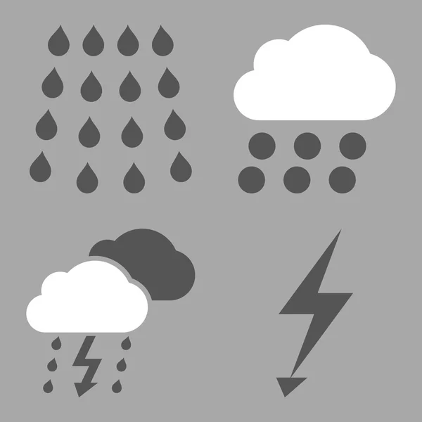 Thunderstorm Flat Vector Iconos — Archivo Imágenes Vectoriales