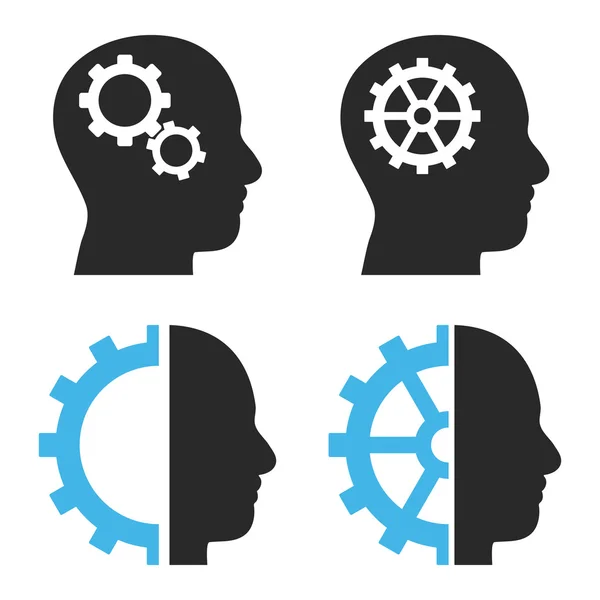 Intellect Gears Flat Vector Icons — Stock Vector