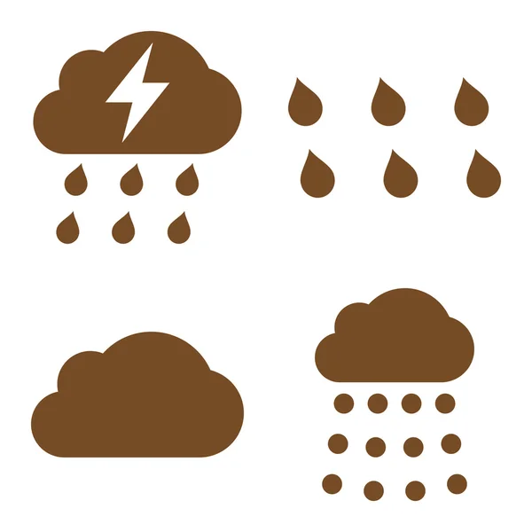 Ícones de vetor de chuva plana —  Vetores de Stock