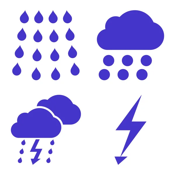 Thunderstorm Flat Vector Iconos — Archivo Imágenes Vectoriales