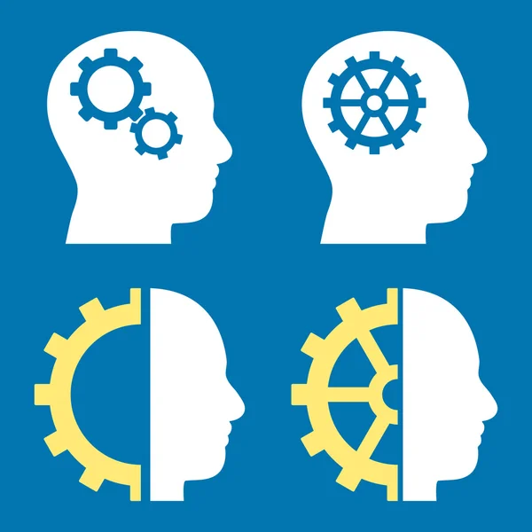 Intellect Gears Flat Vector Icons — Stock Vector