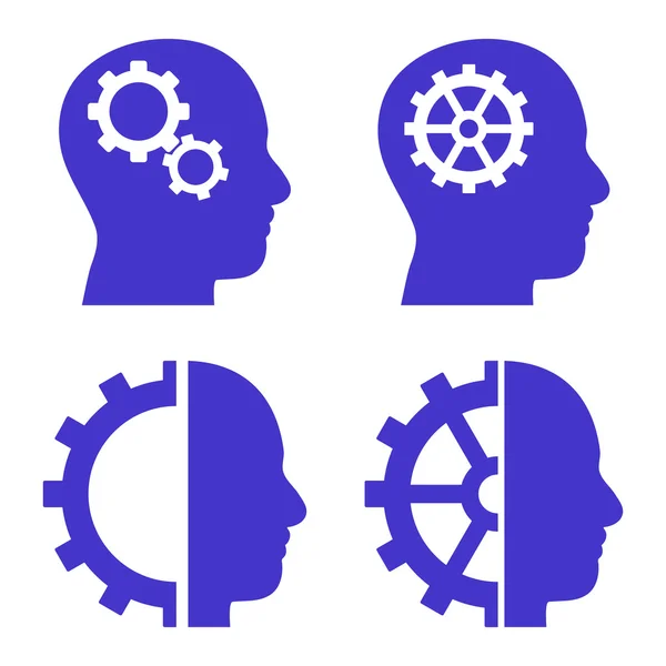 Intellect Gears Flat Vector Icons — Stock Vector