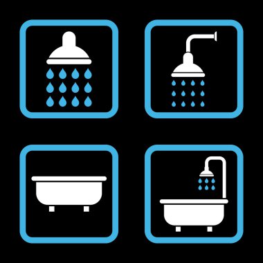 Banyo duş düz kare vektör simgesi