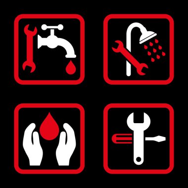 Sıhhi tesisat düz kare vektör simgesi