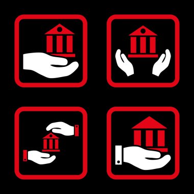 Vektör simge banka hizmet düz kare