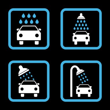 Araba duş düz kare vektör simgesi