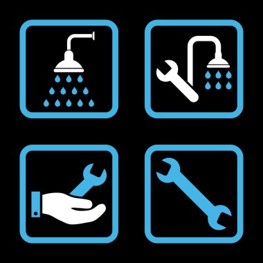 Sıhhi tesisat düz kare vektör simgesi