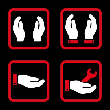 Bakım el düz kare vektör simgesi