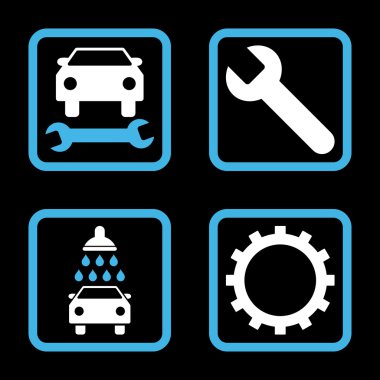 Araba Servisi düz vektör simgesi kare