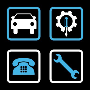 Araba Servisi düz vektör simgesi kare