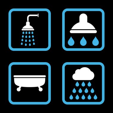 Duş banyo düz kare vektör simgesi