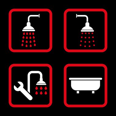 Duş banyo düz kare vektör simgesi