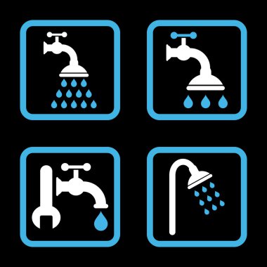 Duş sıhhi tesisat düz kare vektör simgesi