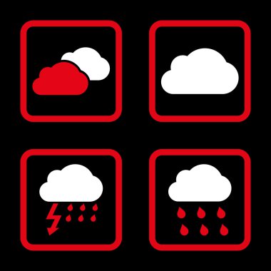 Yağmur bulutları düz kare vektör simgesi